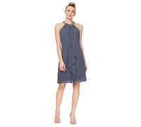 S.L. Fashions Women's Jewel Halter Neckline Cocktail, Wedding Guest, Perfect Party Dress (Petite and Regular Sizes) Special Occasion, Steel, 8
