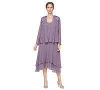 S.L. Fashions Women's Mother of The Bride Dress with Embellished Neckline & Shoulder, Wedding Guest (Petite and Regular Sizes) Special Occasion, ICY Orchid, 16