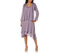 S.L. Fashions Women's Mother of The Bride Dress with Embellished Neckline & Shoulder, Wedding Guest (Petite and Regular Sizes) Special Occasion, ICY Orchid, 22