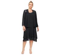 S.L. Fashions Women's Mother of The Bride Dress with Embellished Neckline & Shoulder, Wedding Guest Special Occasion, Black, 26 Plus