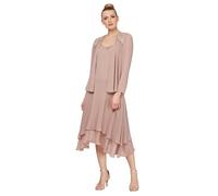 S.L. Fashions Women's Mother of The Bride Dress with Embellished Neckline & Shoulder, Wedding Guest (Petite and Regular Sizes) Special Occasion, Cashmere, 20