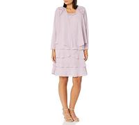 S.L. Fashions Women's Mother of The Bride Tiered Jacket Dress with Shoulder Embellishment (Petite and Regular Sizes) Special Occasion, Lavender Frost, 14