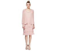 S.L. Fashions Women's Mother of The Bride Tiered Jacket Dress with Shoulder Embellishment Special Occasion, Faded Rose, 18 Petite