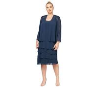 S.L. Fashions Women's Plus Size Embellished Tiered Jacket Dress Special Occasion, Navy Tier, 22W