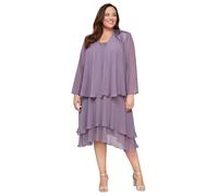 S.L. Fashions Women's Plus Size Embellished Tiered Mother of The Bride Gown with Jacket, Wedding Guest, Formal Event Dress Special Occasion, ICY Orchid, 26