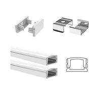 S L Lighting 2 Pack 2 Meters Aluminum Profile, LED Channel, Silver U-Shape Diffuser With Milky White Cover, End Caps and Mounting Clips for Strip Lights
