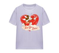(S, Lavender) Disney Womens/Ladies Luv You Lots! Mickey Mouse Vintage Valentine's Day T-Shirt