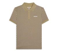 (S, Lead Grey) Lambretta Mens Geo Roundel All Over Pattern Short Sleeve Cotton Polo Shirt Top