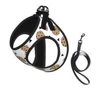 S Leash Vest Dog Harness - Small Sized Cookies Food Chocolate Chip Biscuits Print Pet Leash SetReflective for Outdoor and Dog Walking