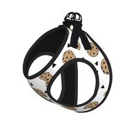 S Leash Vest Dog Harness - Small Sized Cookies Food Chocolate Chip Biscuits Print Pet Leash SetReflective for Outdoor and Dog Walking