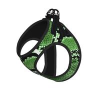 S Leash Vest Dog Harness - Small Sized Green Snakeskin Print Pet Leash SetReflective for Outdoor and Dog Walking