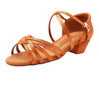 s.lemon Latin Shoe,Low Heels 3.5cm Satin Upper Latin Salsa Ballroom Dancing Shoe for Beginners & Practice Latin 2.5cm Gold 34