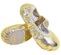 s.lemon Leather Ballet Shoes,Leather Split-Sole Yoga Ballerina Dance Slipper Ballet Shoe Glitter Gold 38