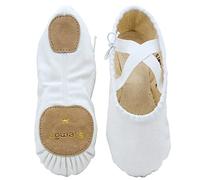 s.lemon Linen Ballet Shoes,Women Men Dance Shoe Split Suede Sole Kids Adult Ballet Slipper 8106 White 30EU