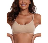 s.lemon Women's Seamless Nude Dance Bra with Clear Straps and Back Kids L