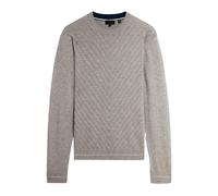 (S, Light Grey) Ted Baker Mens Chevron Ribbed Collar Long-Sleeved Jumper