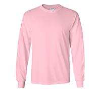 Gildan Men's T-Shirt Ultra Cotton Crew Neck Long Sleeve Plain Pink Small