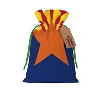 S Linen Christmas Wrap Gift Bags, Arizona Flag Print Drawstring Gift Bags, for Xmas Thanksgiving, Present Decor