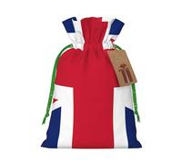 S Linen Christmas Wrap Gift Bags, British flag Print Drawstring Gift Bags, for Xmas Thanksgiving, Present Decor
