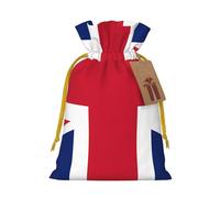 S Linen Christmas Wrap Gift Bags, British flag Print Drawstring Gift Bags, for Xmas Thanksgiving, Present Decor