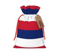 S Linen Christmas Wrap Gift Bags, Hawaii Flag Print Drawstring Gift Bags, for Xmas Thanksgiving, Present Decor