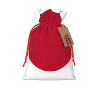 S Linen Christmas Wrap Gift Bags, Japanese flag Print Drawstring Gift Bags, for Xmas Thanksgiving, Present Decor