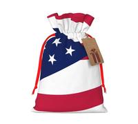 S Linen Christmas Wrap Gift Bags, Ohio State Flag Print Drawstring Gift Bags, for Xmas Thanksgiving, Present Decor
