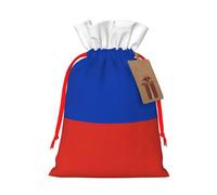 S Linen Christmas Wrap Gift Bags, Russian Flag Print Drawstring Gift Bags, for Xmas Thanksgiving, Present Decor