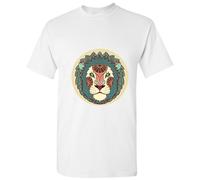 (S) Lion Head Leo King of the Jungle Zodiac Horoscope White Men T Shirt Tee Top
