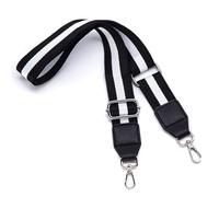 S&loyoe Silver bucklePurse Straps Replacement Crossbody Bag Strap Adjustable Wide Guitar Straps for Handbags 1.5inch, Three Lines Black White Silver, Large