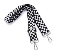 S&loyoe Silver bucklePurse Straps Replacement Crossbody Bag Strap Adjustable Wide Guitar Straps for Handbags 1.5inch (Checkered White Black Silver)