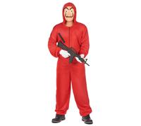 (S / M (160-175cm)) Adult red thief jumpsuit costume