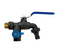 S&M 180040 Anti-Ice Garden Tap with Two Outlet and Automatic Outlet, Black and Blue