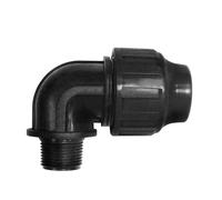 S&M 725371 Codo rosca Macho polietileno 40 mm Elbow 90° Male Thread Polyethylene 40mm-1 1/4", Black/White