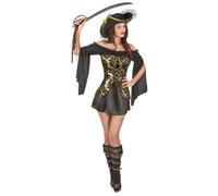 (S/M) Black and gold pirate costume for women