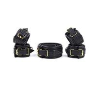 S&M & Bondage Adult Game Erotic Product Sex Toys Kits for Women/Men Couple 1PCS 5-in-1 Handcuffs + Ankle Cuffs + Collar Black One Size