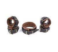 S&M & Bondage Adult Game Erotic Product Sex Toys Kits for Women/Men Couple 1PCS 5-in-1 Handcuffs + Ankle Cuffs + Collar Brown One Size