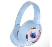 S&M Fashion Adorable Stitch-Inspired LED Light-Up Ears Bluetooth Headphones: Foldable Wireless Design for Fun Listening for Birthdays, Christmas & Holidays! (BLUE)