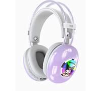 S&M Fashion Kromi Wireless Bluetooth Headphones with RGB Lighting, Stereo Sound, Built-in Mic, Over-Ear Cute Anime Gaming Headset for Kids, Teens & Adults (Purple)