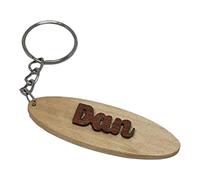 S M Gift Shop Dan Personalised Wooden Keyring Keychain Key Fob