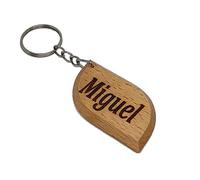 S M Gift Shop Miguel Personalised Name Engraved Wooden Keyring Keychain Key Ring