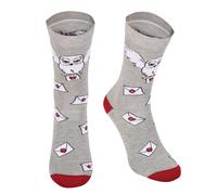 (S-M, Grey/Maroon/White) Harry Potter Unisex Adult Hedwig Hogwarts Letter Socks