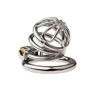 S/M/L Male Chastity Cage Stainless Steel Chastity Device Metal Penis Cage Cock Ring with Lock BDSM Sex Toys for Men White L 50Mm Arc Ring
