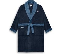 (S/M, Navy/Blue) Lambretta Mens Luxury Super Soft Fleece Contrast Bathrobe Dressing Gown