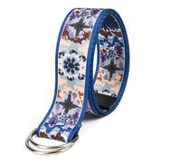 S-MAN Women's Double D-ring Buckles Web Belt 3.8CM Wide Vintage Coloful Printed Casual Jeans Belts Vintage Floral 115CM