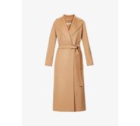 S Max Mara Womens Camel Poldo Belted Relaxed-fit Wool Coat 16