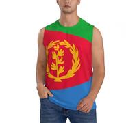 S Men's Athletic Tank Tops, Eritrean Flag Print Sleeveless Muscle Shirts, Quick Dry Breathable Mesh Workout Tees Black