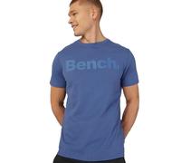 (S, Mid Blue) Bench Mens Worsley Casual Crew Neck Cotton Rubberised Logo T-Shirt Top Tee