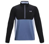 (S, Mineral/Black/Isotope Blue) Under Armour Mens 2021 Storm Windstrike Half Zip Stretch Windproof Golf Sweater