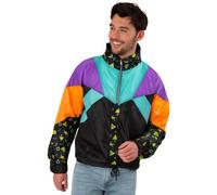 (S, Multicoloured) Smiffys Unisex Adult 80s Windbreaker